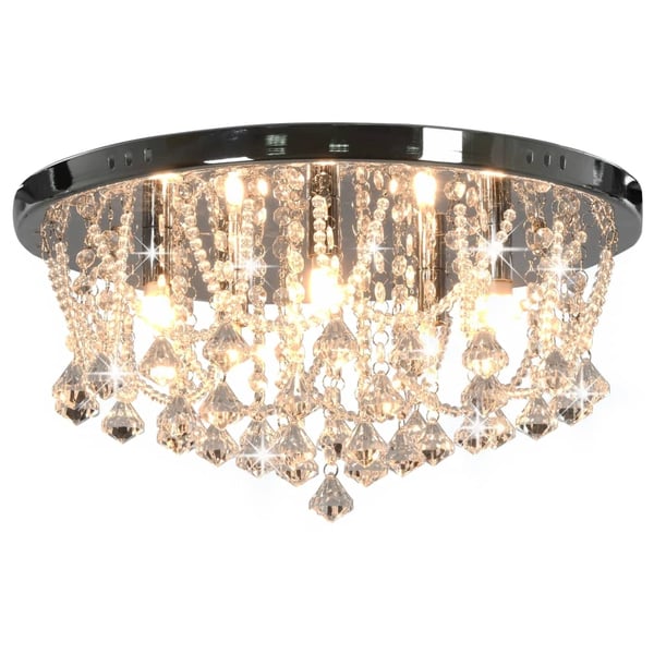 vidaXL Taklampe med krystallperler sølv rund 4 x G9 lyspærer