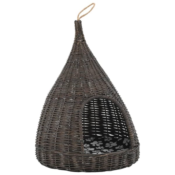 vidaXL Kattkoja med dyna grå 40x60 cm naturlig pil tipi