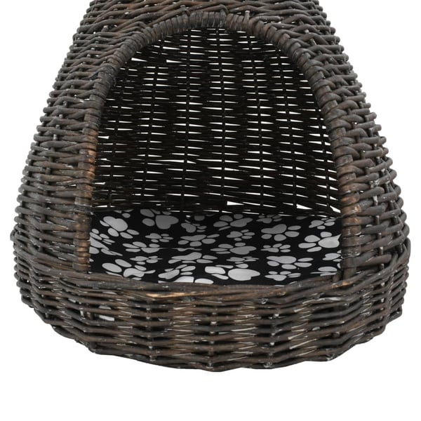 vidaXL kattehus med hynde 40x60 cm tipi naturpil grå