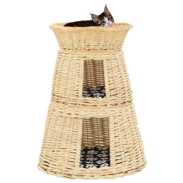 vidaXL kattekurve med hynder 3 stk. 47 x 34 x 60 cm naturligt piletræ