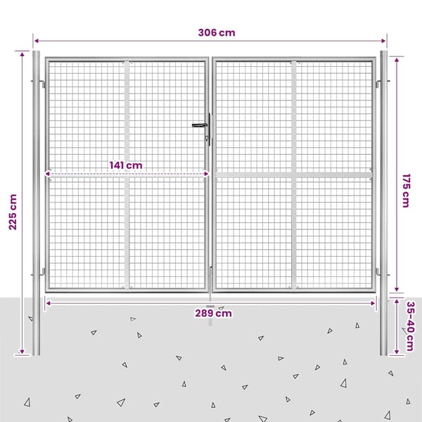 vidaXL Hageport galvanisert stål 300x175 cm sølvfarget