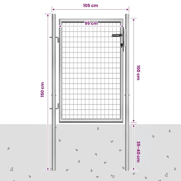 vidaXL Hageport galvanisert stål 105x100 cm sølvfarget