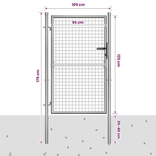 vidaXL Hageport galvanisert stål 105x125 cm sølvfarget