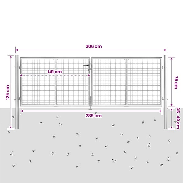vidaXL Hageport galvanisert stål 306x75 cm sølvfarget
