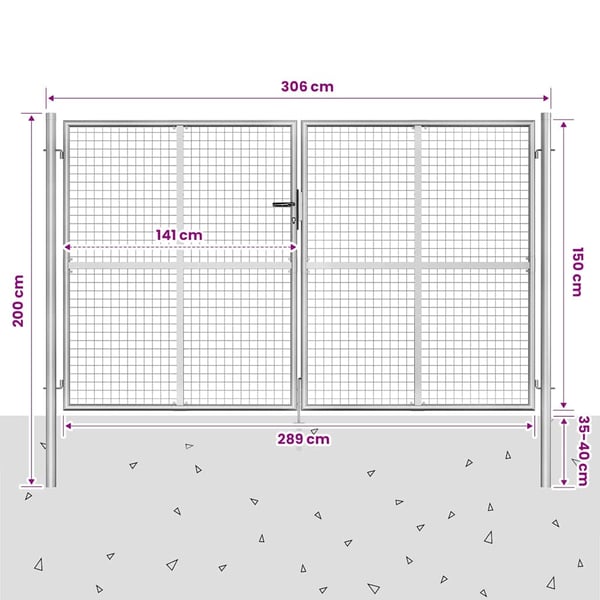vidaXL Hageport galvanisert stål 306x150 cm sølvfarget