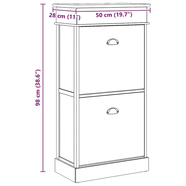 vidaXL skoskab 50 x 28 x 98 cm kejsertræ brun