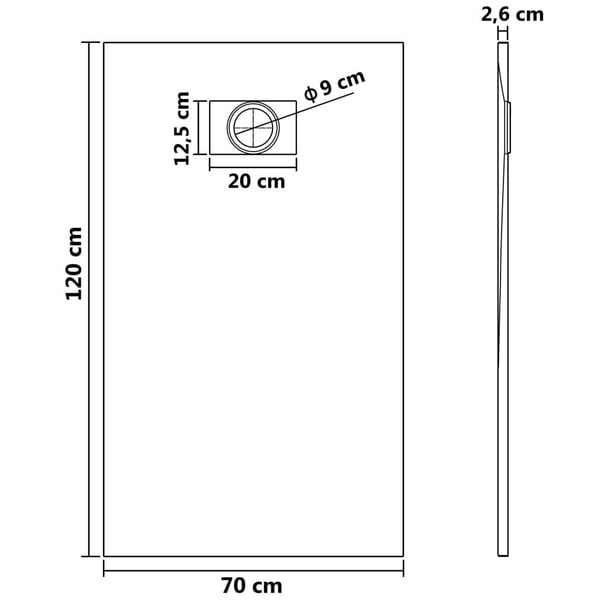 vidaXL brusekar SMC 120 x 70 cm hvid