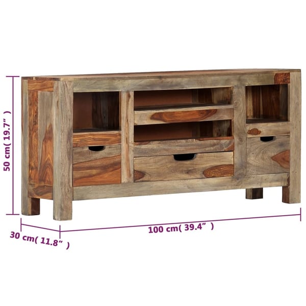 vidaXL skænk 100x30x50 cm massivt sheeshamtræ grå