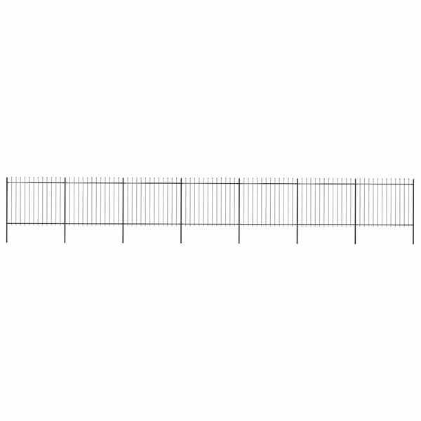 vidaXL Hagegjerde med spydtopp stål 11,9x1,5 m svart