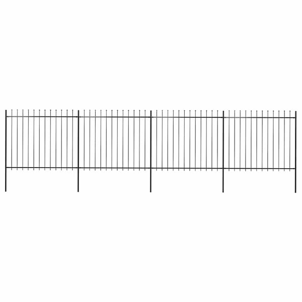 vidaXL Puutarha-aita keihäänkärjillä 6,8x1,5 m teräs musta