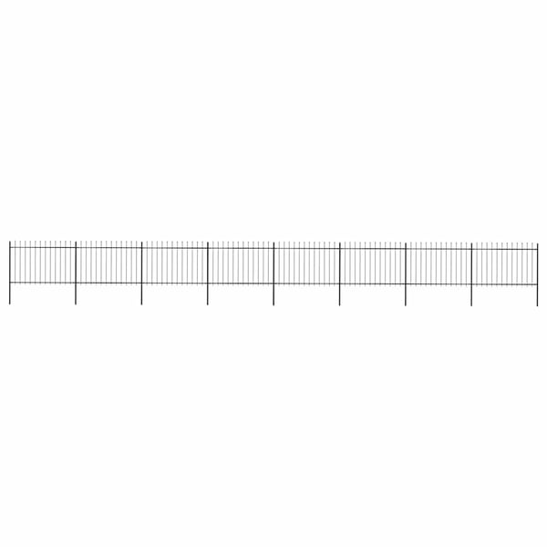 vidaXL Hagegjerde med spydtopp stål 1426x120 cm svart