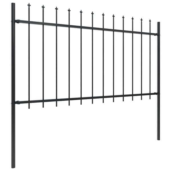 vidaXL Hagegjerde med spydtopp stål 1248x100 cm svart