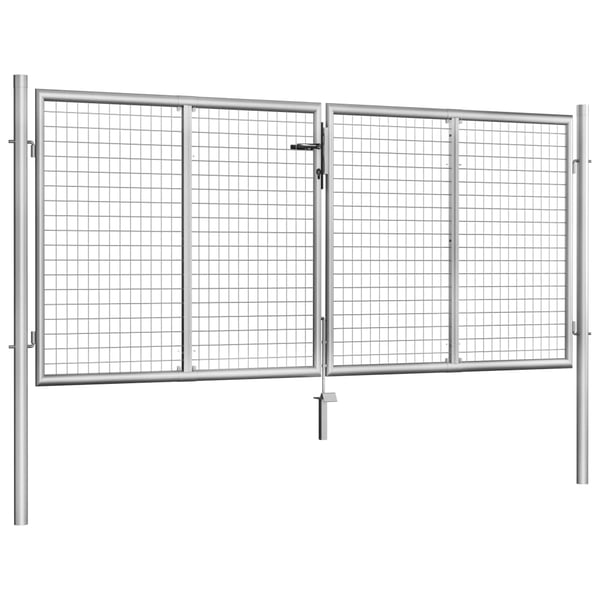 vidaXL Puutarhaportti galvanoitu teräs 306x150 cm hopea