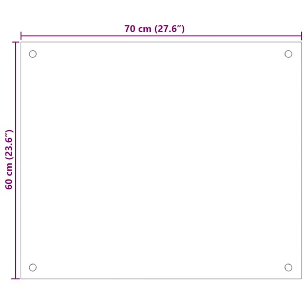 vidaXL Kjøkkenplate hvit 70x60 cm herdet glass
