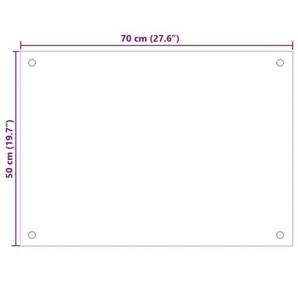 vidaXL Kjøkkenplate hvit 70x50 cm herdet glass