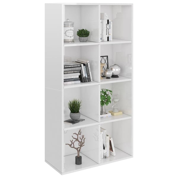 vidaXL Reol/skænk hvid højglans 66 x 30 x 130 cm spånplade