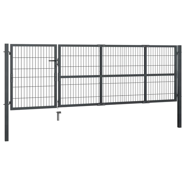vidaXL havelåge med stolper stål 350 x 100 cm antracitgrå
