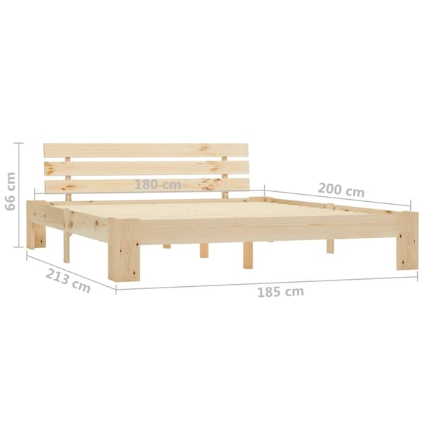 vidaXL Sängram utan madrass 180x200 cm massiv furu