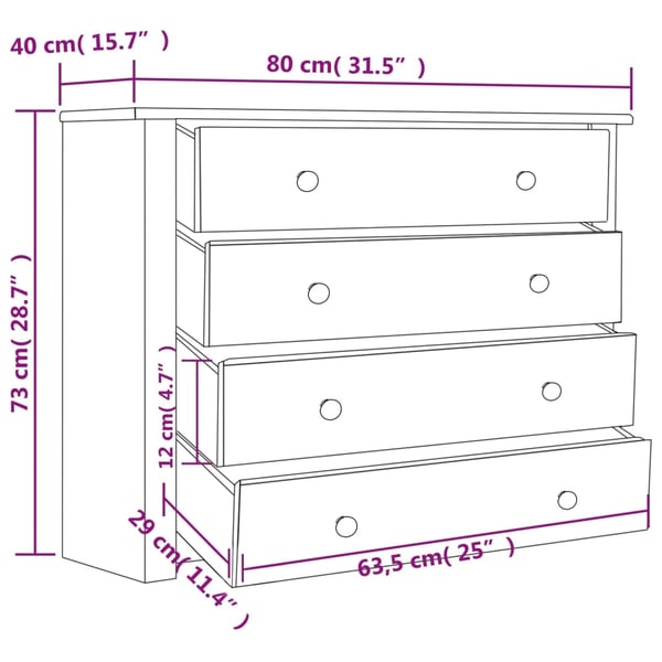 vidaXL Sideskap 80x40x73 cm furu Panama Range
