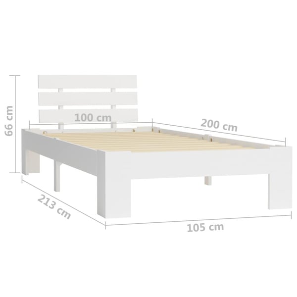 vidaXL Seng/Sengeramme hvit heltre furu 100x200 cm change1