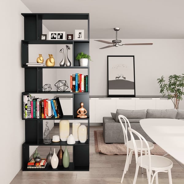 vidaXL Reol/rumdeler 80 x 24 x 192 cm spånplade sort