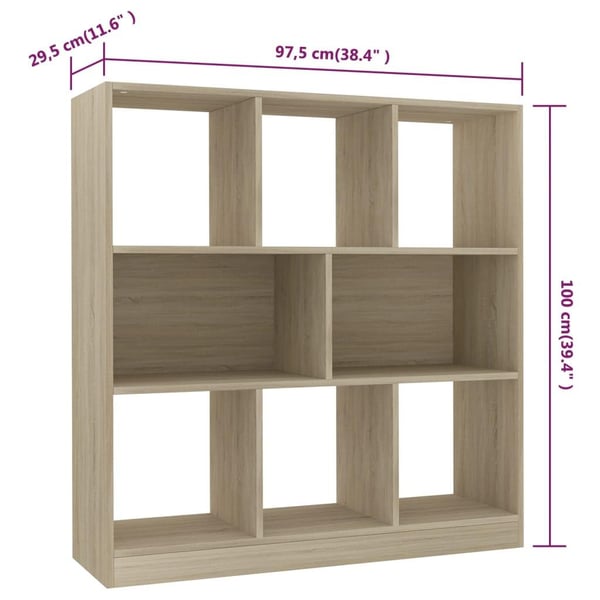 vidaXL Bokhylle sonoma eik 97,5x29,5x100 cm konstruert tre