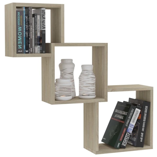 vidaXL væghylder 68x15x68 cm kubeformet konstrueret træ sonoma-eg