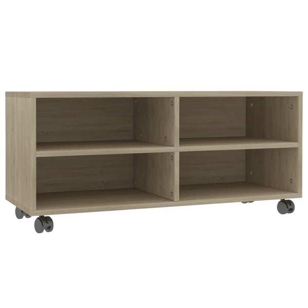 vidaXL TV-bänk med hjul sonoma ek 90x35x35 cm spånskiva