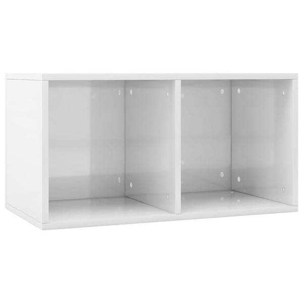 vidaXL Oppbevaringsboks LP høyglans hvit 71x34x36 cm konstruert tre