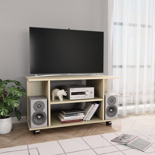 vidaXL TV-benk med hjul sonoma eik 80x40x45 cm konstruert tre