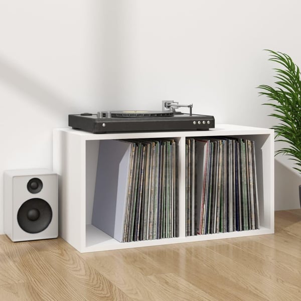 vidaXL Oppbevaringsboks LP hvit 71x34x36 cm konstruert tre