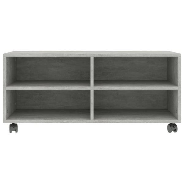 vidaXL TV-benk med hjul betonggrå 90x35x35 cm konstruert tre