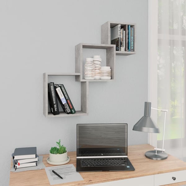 vidaXL Vegghyller kubeformet betonggrå 68x15x68 cm konstruert tre