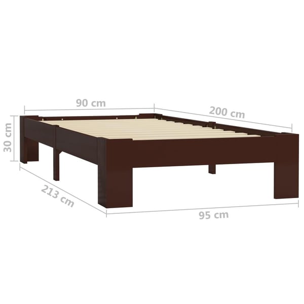 vidaXL Seng/Sengeramme mørkebrun heltre furu 90x200 cm change1