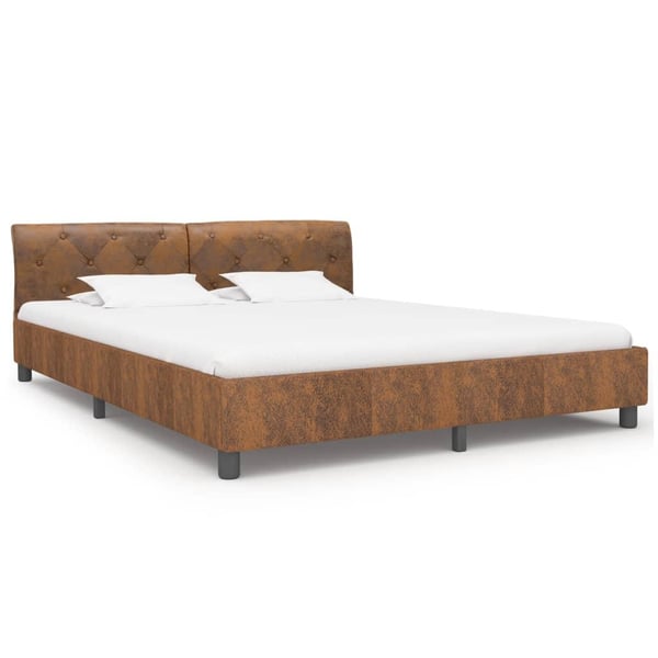 vidaXL sengestel 180 x 200 cm imiteret ruskind brun change1