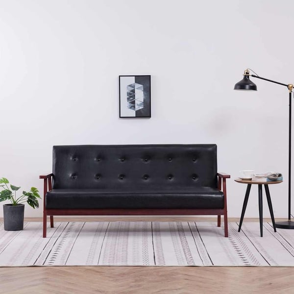 vidaXL 3-personers sofa kunstlæder sort