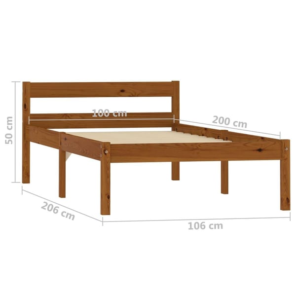 vidaXL Seng/Sengeramme honningbrun heltre furu 100x200 cm change1