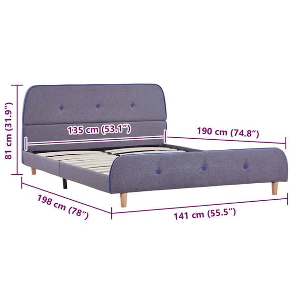 vidaXL Seng/Sengeramme uten Madrass Lysegrå Stoff 135x190 cm change1
