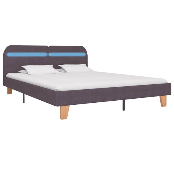 vidaXL Seng/Sengeramme med LED uten Madrass Taupe Stoff 150x200 cm change1