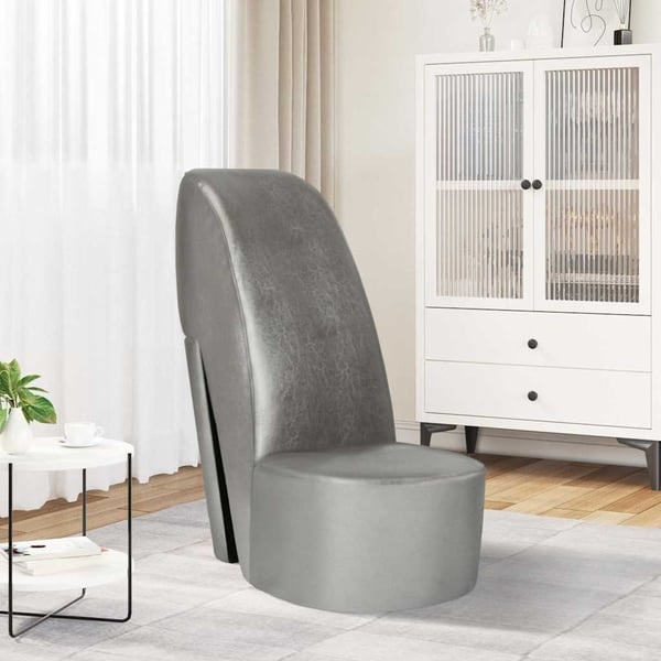 vidaXL Stol klacksko silver konstläder