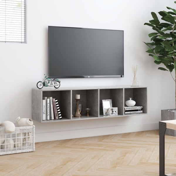 vidaXL Bokhylle/TV-benk betonggrå 143x30x36 cm