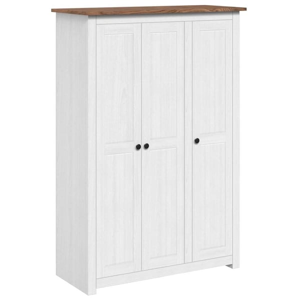 vidaXL Garderobeskap 3 dører hvit 118x50x171,5 cm furu Panama Range