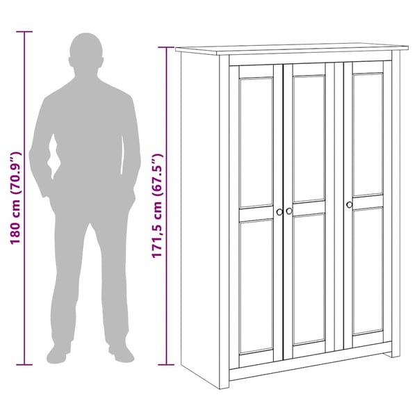 vidaXL Garderobeskap 3 dører 118x50x171,5 cm furu Panama Range