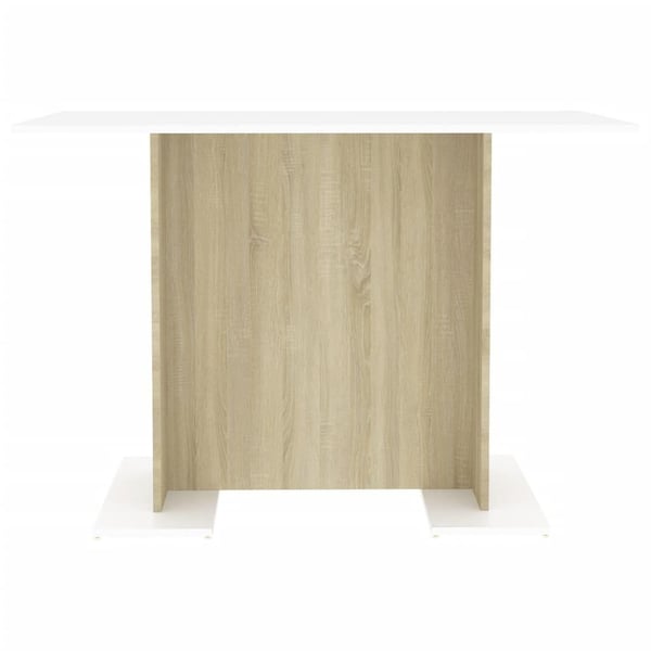 vidaXL Spisebord hvit og sonoma eik 110x60x75 cm sponplate