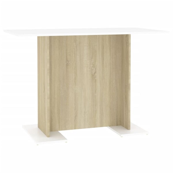 vidaXL Spisebord hvit og sonoma eik 110x60x75 cm sponplate