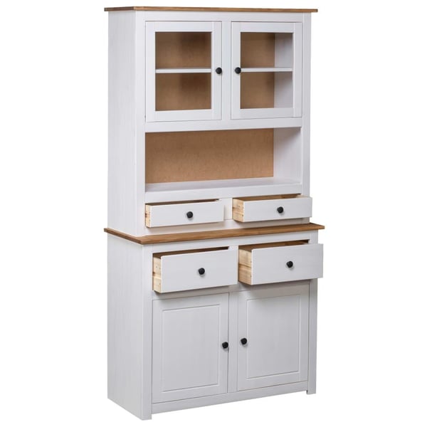 vidaXL Highboard hvit 93x40,5x180 cm heltre furu Panama Range
