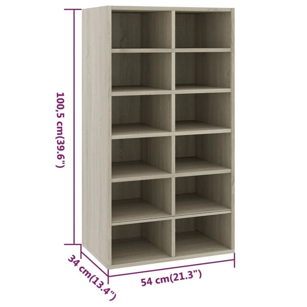 vidaXL skoreol 54 x 34 x 100,5 cm spånplade sonoma-eg