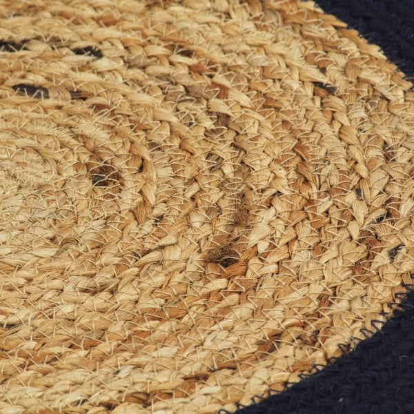 vidaXL Bordmatter 4 stk naturell og marineblå 38cm rund jute og bomull