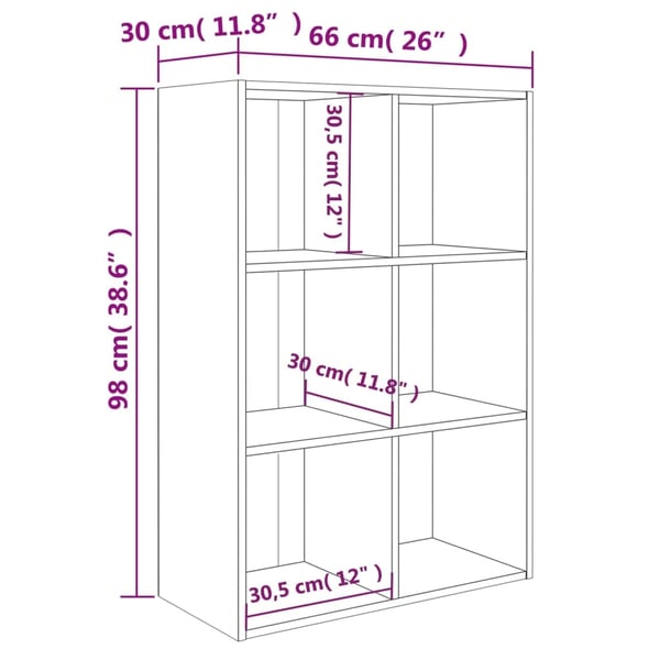 vidaXL bogreol/skænk 66x30x98 cm konstrueret træ sort