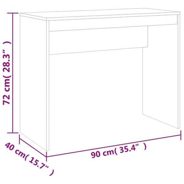 vidaXL Skrivebord sonoma eik 90x40x72 cm konstruert tre